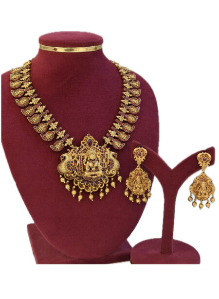 Gold Temple Jewelry Set - Lakshmi Ganesha Design